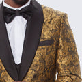 Gold Tuxedo with Floral Design Four Piece Set
