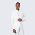 White Tuxedo with Floral Textured Pattern Large Shawl Lapel - Wedding - Prom