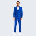 Royal Blue Pinstripe Slim Fit Suit with Double Breasted Vest - Wedding - Prom