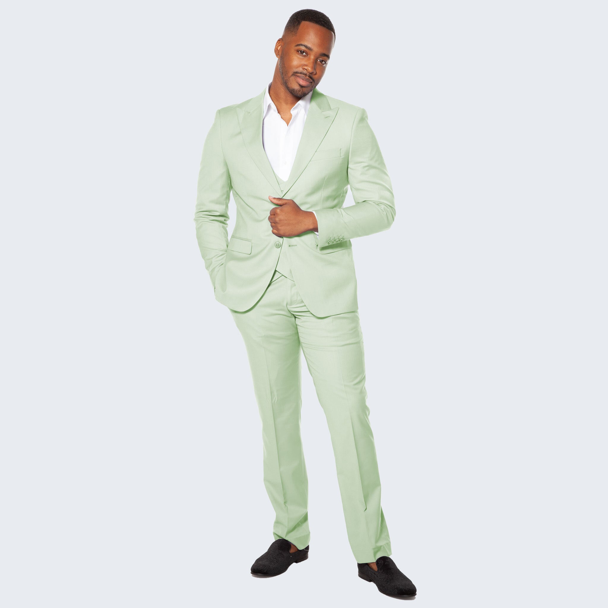 Men Suit Mint Green Casual Groom Tuxedo Party Prom Wedding Wear 2 Pieces  Suit Blazer Pants