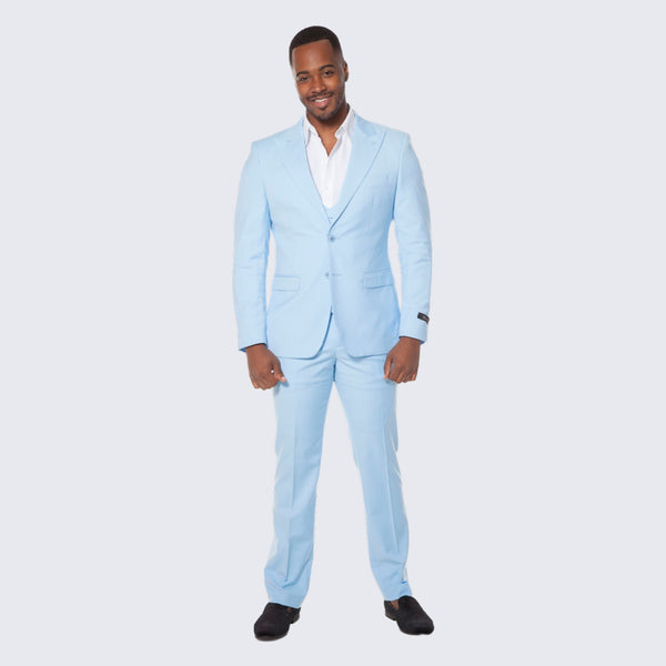 Sky Blue Slim Fit Three-Piece Suit – Wedding & Prom, 44R Coat Sky Blue Slim Fit Three-Piece Suit – Wedding & Prom, 44R Coat