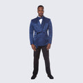 Blue Tuxedo with Textured Paisley Design Three Piece Set - Wedding - Prom