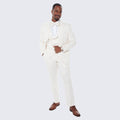 Champagne Tuxedo with Polka Dot Textured Design Four Piece Set - Wedding - Prom