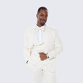 Champagne Tuxedo with Polka Dot Textured Design Four Piece Set - Wedding - Prom