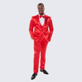 Red Satin Tuxedo Four Piece Set - Wedding - Prom
