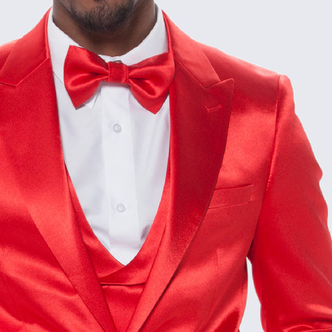 Red Satin Tuxedo Four Piece Set - Wedding - Prom