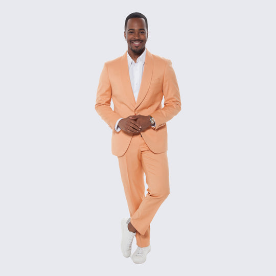 Tangerine Skinny Fit Suit Three Piece Set - Wedding - Prom