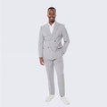 Gray Pinstripe Suit Double Breasted Wide Peak Lapel - Wedding - Prom