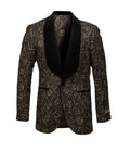 Black Tuxedo Jacket with Floral Pattern with Gold Trim