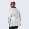 Blue and Gold Tuxedo Jacket with Fancy Pattern Shawl Lapel