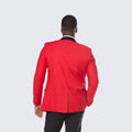 Red Tuxedo Jacket with Black Satin Shawl Lapel Slim Fit - Wedding - Prom
