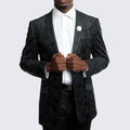 Men's Black Textured Tuxedo Jacket- (Jacket Only) - Size 44L