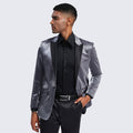 Charcoal Tuxedo Jacket Shiny Slim Fit with Peak Lapel