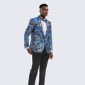 Royal Blue Floral Tuxedo Jacket Slim Fit - Wedding - Prom