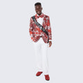 Red Floral Tuxedo Jacket Slim Fit - Wedding - Prom