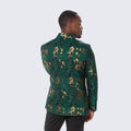 Green and Gold Floral Design Tuxedo Jacket Slim Fit