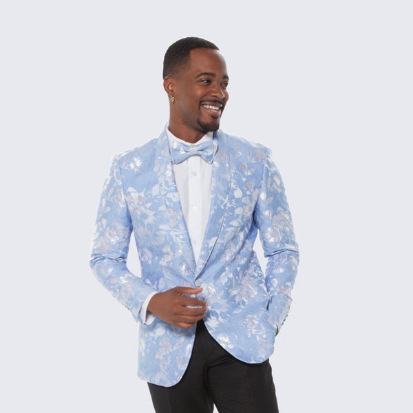 Blue floral tuxedo jacket sale