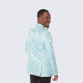 Mint and Yellow Floral Design Tuxedo Jacket Slim Fit
