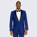 Royal Blue Tuxedo with Black Peak Lapel Slim Fit - Wedding - Prom