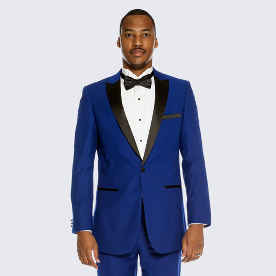 Royal Blue Tuxedo with Black Peak Lapel Slim Fit - Wedding - Prom