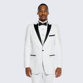 White Tuxedo with Black Peak Lapel Slim Fit - Wedding - Prom