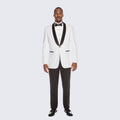 White Tuxedo with Black Shawl Lapel Slim Fit - Wedding - Prom