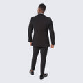 Black Textured Slim Fit Textured  3 Piece Tuxedo with Satin Trim - Wedding - Prom