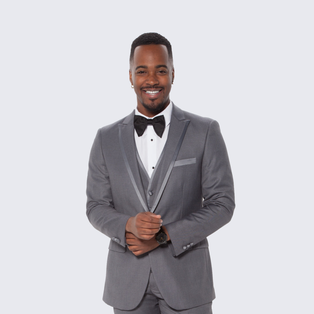 Men's Gray & Gold Satin Paint Stroke Print Tuxedo main image 0