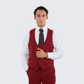 Red Slim Fit Three Piece Suit with Large Peak Lapel by Stacy Adams - Wedding - Prom