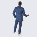 Blue Textured Slim Fit 3 Piece Suit with Large Notch Lapel by Stacy Adams - Wedding - Prom