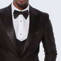 Black Satin Tuxedo with Large Peak Lapel by Stacy Adams  - Wedding - Prom