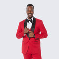 Red Tuxedo Slim Fit with Large Shawl Lapel by Stacy Adams - Wedding - Prom