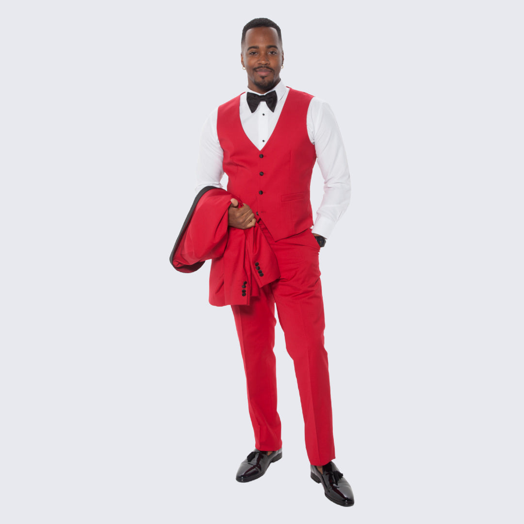 Red Tuxedo Slim Fit With Large Shawl Lapel By Stacy Adams Wedding totem-2023-imdb