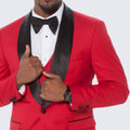 Red Tuxedo Slim Fit with Large Shawl Lapel by Stacy Adams - Wedding - Prom