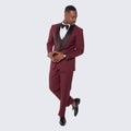 Burgundy Tuxedo Slim Fit with Large Shawl Lapel by Stacy Adams