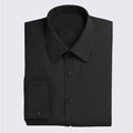 Fly Front Black Microfiber Dress Shirt with Plain Front and Barrel Cuffs