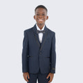 Boys Navy Blue Pattern Tuxedo 5 -Piece Set for Kids Teen Children - Wedding