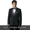 Classic Fit Tuxedo Package - Black Two Button Notch Tuxedo Set with Shirt, Vest, and Cufflink & Studs