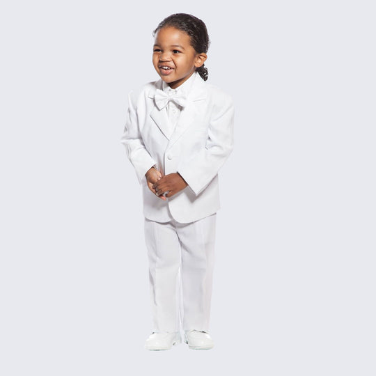 Boys White Tuxedo 5-Piece Set for Kids Teen Children - Wedding