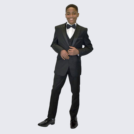 Boys Tuxedo Black 4 -Piece Set for Kids Teen Children - Wedding