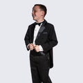 Boys Black Tails Tuxedo Package for Kids Teen Children - Wedding