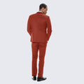 Brick Red Skinny Fit Suit Three Piece Set - Wedding - Prom