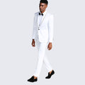 White Slim Fit Tuxedo Fully Satin Four Piece Set