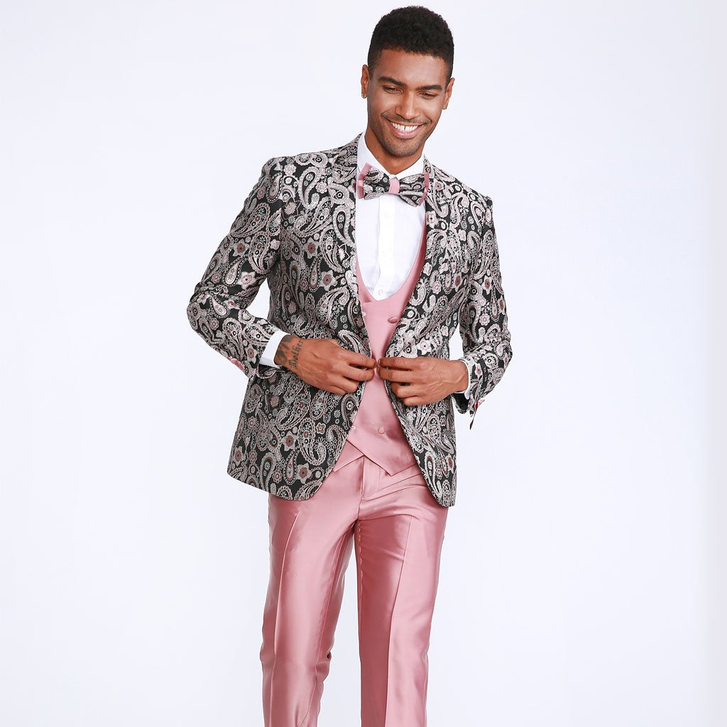 Rose Tuxedo with Floral Pattern Four Piece Set - Wedding - Prom ...