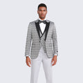 Silver Tuxedo with Fancy Pattern Three Piece Set