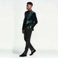 Hunter Green Tuxedo Jacket with Fancy Pattern Slim Fit