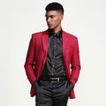 Red Casual Blazer Slim Fit Two Button Notch Lapel - Wedding - Prom