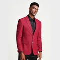 Red Casual Blazer Slim Fit Two Button Notch Lapel - Wedding - Prom