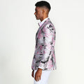 Pink Black and Silver Floral Tuxedo Jacket Slim Fit