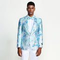 Aqua Floral Tuxedo Jacket Slim Fit - Wedding - Prom